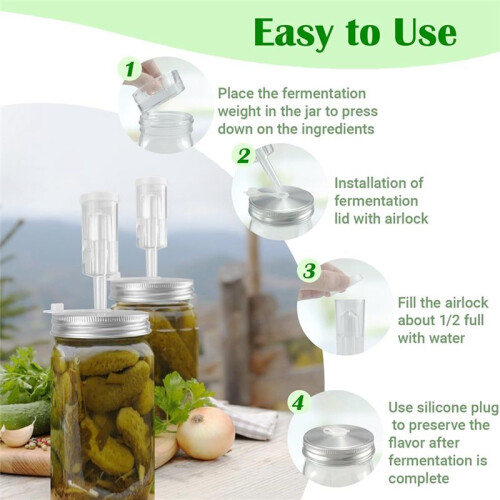 2 Pack 32 Oz Mason Jar Fermentation Kit, Fermentation Jars, Fermentation Lids, Fermenting Weights and Airlocks 1
