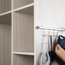 12 Inch Valet Rod for Closets Pull Out Closet Valet Rod Slide Out with 4 Hooks Pull Out Clothes Hanger Closet
