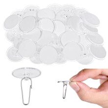 50 Pcs Clear Adhesive Hooks, Adhesive Ceiling Hooks for Hanging Damage-Free Birthday Hook No-Drill Sticky Ceiling Hook