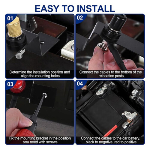 Battery Relocation Kit, Battery Jump Post Kit Heavy Duty Remote Battery Terminals Charging Post with Bracket Cable 1