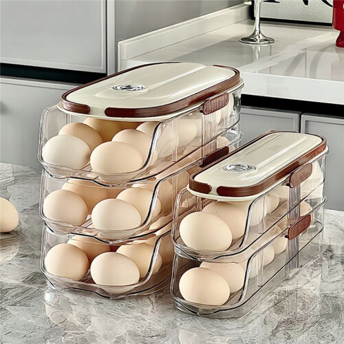 Automatic Rolling Large Capacity Egg Storage Refrigerator Storage Box Egg Fresh-Keeping Rack Household Kitchen Tools A 2