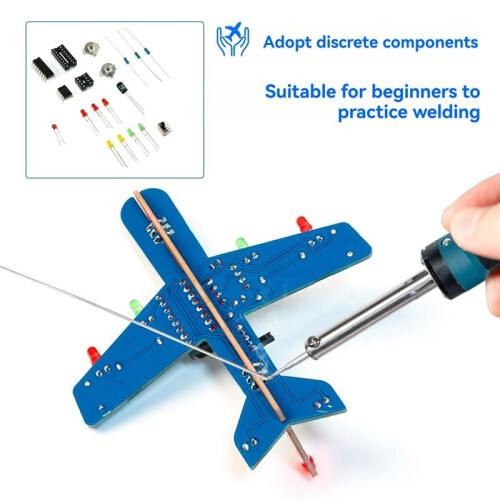 DIY Electronic Kit Small Airplane CD4017 Flow Lamp Welding Practice Electronic Science Assembly Kit Flashing LED PCB 2
