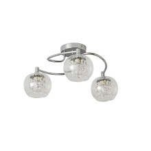 Ceiling Light 3 Way Clear Beaded Glass Globe Shades Chrome Bedroom Living Room - Refurbished