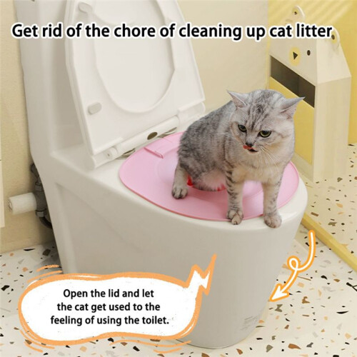 Cat Toilet Training  with Non-Slip Oval Design, Includes Pad Box Grey 1