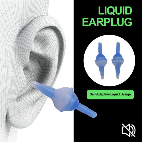 2pair Inflatable Earplugs Self-Adaptive Liquid Earplug, Reusable Waterproof Silicone Sleep Inflatable Ear Plugs 2