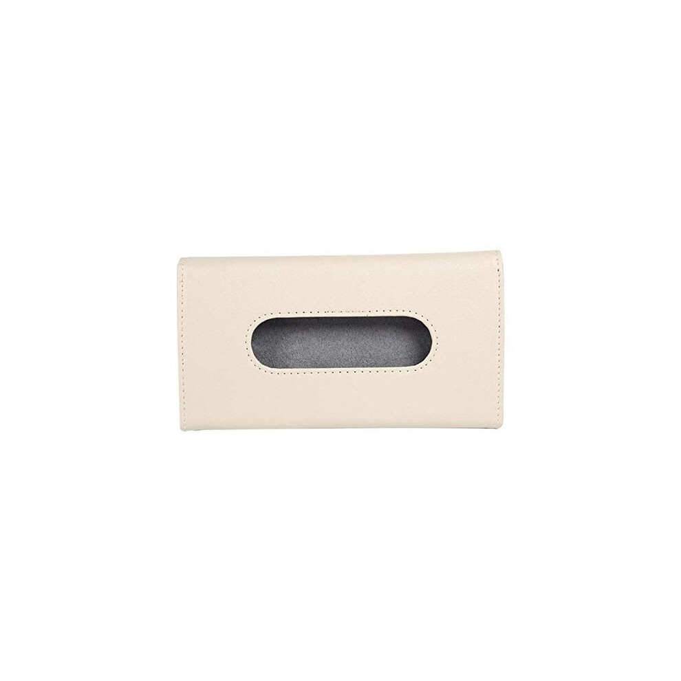 Pu Leather Car Tissue Holder Sun Visor Mount Auto Interior Organizer Dustproof Design Beige 9169991109268