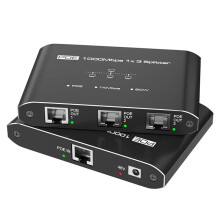 Gigabit PoE 1 in 3 Out 30W Per Port Network Hub RJ45 for IP Cameras VoIP Phones 328 Ft Range