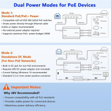 Gigabit PoE 1 in 3 Out 30W Per Port Network Hub RJ45 for IP Cameras VoIP Phones 328 Ft Range