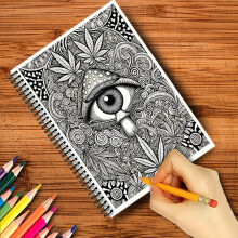 Trippy Coloring Book for Adults: Psychedelic Coloring Pages of Mushrooms, Magic Worlds, Optical Illusions for Adults