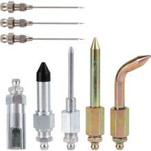 8pcs Grease Accessory Kit, 3 Grease Nozzles,1 Needle Dispenser, Rubber Tip Joint Nipple, Straight Nozzle & Bent Adapter