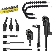Winkelbohraufsatz-Set, Flexible Bohrerverlängerung, 360 Drehbar, 1/4Zoll, 3/8Zoll, 1/2Zoll-Schlagschrauber-Steckschlüsseladapter