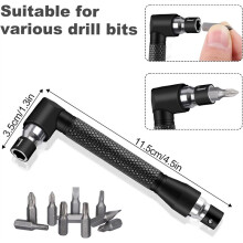 Ensemble D'Accessoires de Perçage à Angle Droit: Rallonge Flexible pour Foret, Rotation à 360, Adaptateur pour Douilles à Percussion de 1/4 Pouce,