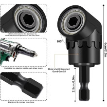 Right Angle Drill Attachment Set Flexible Drill Bit Extension 360 Rotatable 1/4 3/8 1/2" Impact Grade Socket Adapter