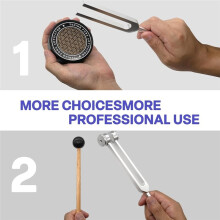 Stimmgabelset - 128 Hz, 432 Hz, 512 Hz, 528 Hz, Gewichtete und Ungewichtete Frequenzinstrumente mit Aktivator, Schlägel und Veganem Beutel