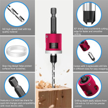 Senkbohrer-Set mit Einstellbarem Tiefenanschlag, 1/4"-Sechskantschaft, Schnellwechsel-Bohrwerkzeug-Set für Holz und Sperrholz