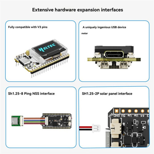 Placa de Desenvolvimento Heltec Meshtastic LoRa 32 V4 com GPS ESP32 SX1262, Tela OLED de 0,96 Polegadas, Alimentação Solar, LoRaWAN, Potência de 1