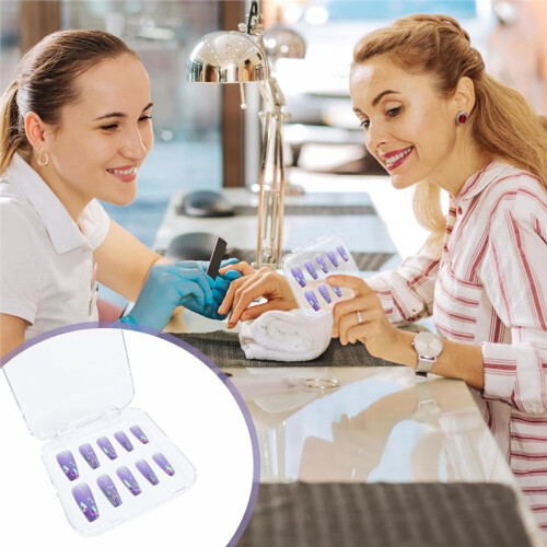 Press  Nail Box,30 Sets Display Case Artificial Nail Display Storage Box with 60 Pcs Adhesive Double Sided Tape 2