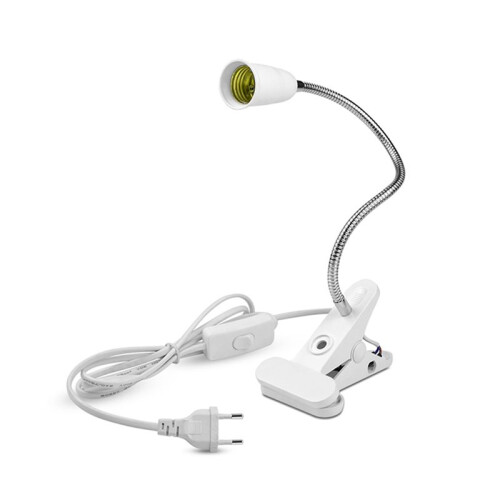 E27 Lamp Holder with EU Power Adapter Flexible Bedside Table Desk Clips Lamps Base Socket Converter with Push 1