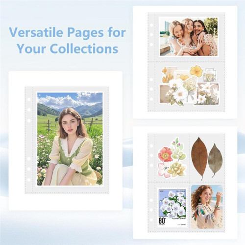 30 Sheets A5 Binder Inserts - Clear Double Sided Plastic Sleeves for Photo, Card, and Sticker Storage