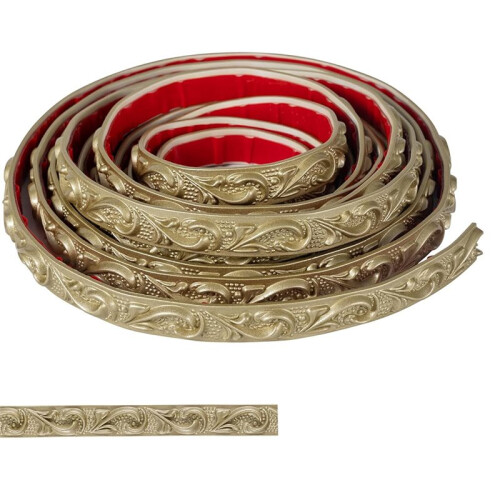 Moldura de Coroa Dourada Champagne de 0,8 Polegadas X 16,4 Pés - Moldura de Parede Floral 3D Autoadesiva para Molduras de Espelho e Móveis
