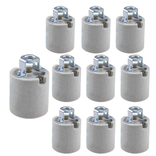 10pcs Ceramic Standard Medimun Screw Base Socket E26 Bulb Holders Without Wire for Hot Halogen Bulb 1