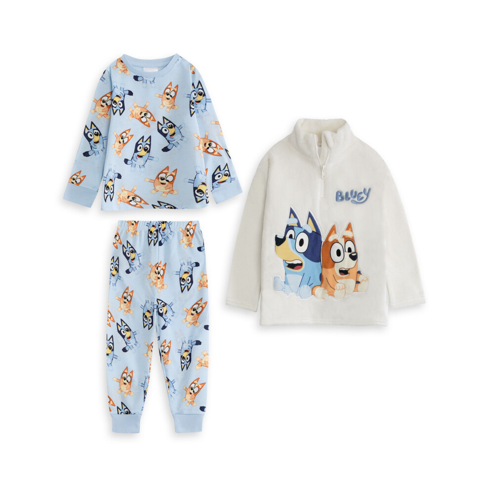New Y Boys (2-3 Years) Long Sleeve Long Leg Pyjama And Jumper 3 Piece Set (S ) Blue