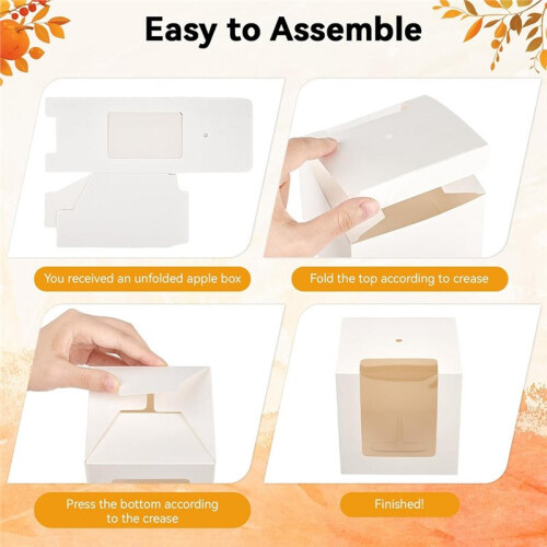 30 Pack Candy  Boxes with Sticks, 4x4x4Inch  Caramel  Gift Box with Clear Window for Christmas 1