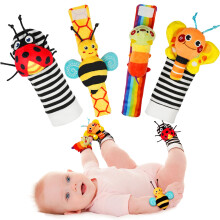 Baby Wrist Rattles and Foot Finder Socks Set with Bright Colors for Newborns 012 Months Gift