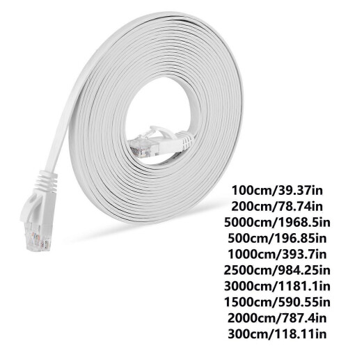 (White) Ethernet Cable 15m Cat6 Flat Internet Cable Networking Cable Rj45 LAN Patches Cable Replacement Laptop Accessories  White 2