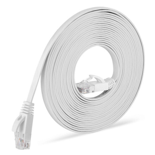 (White) Ethernet Cable 15m Cat6 Flat Internet Cable Networking Cable Rj45 LAN Patches Cable Replacement Laptop Accessories  White