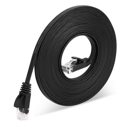 (Black) Ethernet Cable 15m Cat6 Flat Internet Cable Networking Cable Rj45 LAN Patches Cable Replacement Laptop Accessories  White
