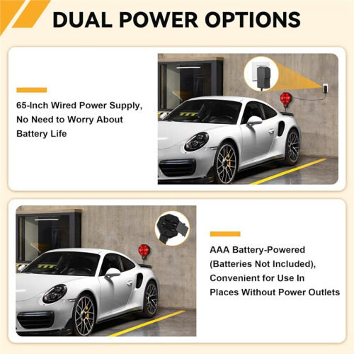 Adjustable Garage Parking Sensor Aid with LED Indicators, Parking Assist Sensor with Dual Power Options EU Plug 2