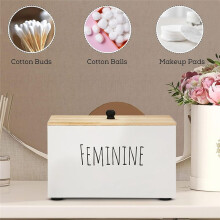 Tampon Holder Storage for Bathroom, Feminine Wood Container Box, Women Product Organizer, Farmhouse Decor White