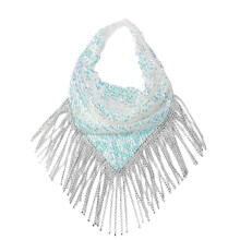 (White small round se) Fashionable Bandana Head Scarf Headwear Square Scarf with Rhinestones Scarves Sexy Neckerchief Wrap