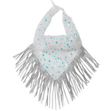 (White large round se) Fashionable Bandana Head Scarf Headwear Square Scarf with Rhinestones Scarves Sexy Neckerchief Wrap