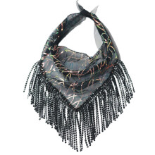 (black gold glitter) Fashionable Bandana Head Scarf Headwear Square Scarf with Rhinestones Scarves Sexy Neckerchief Wrap