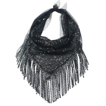 (black) Fashionable Bandana Head Scarf Headwear Square Scarf with Rhinestones Scarves Sexy Neckerchief Wrap