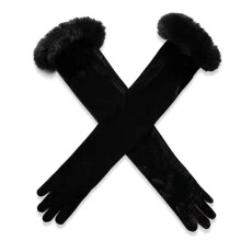 (Black)Velvet Gloves Fashion  Gloves Stage Performer Gloves Party Costume Gloves Formal Event Christmas Celebration Gloves  red white
