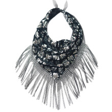 (geometric sequins) Fashionable Bandana Head Scarf Headwear Square Scarf with Rhinestones Scarves Sexy Neckerchief Wrap