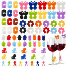 Colourful Silicone Glass Markers -Reusable Glass Markers for Glass Marking Drinking Glasses, Wine Glass Pendants