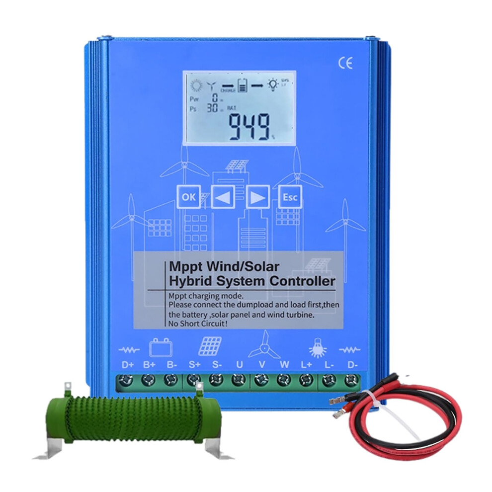 1000W Wind 2000W Solar Hybrid Mppt Charge Controller 24V 48V Auto Boost With Led Display 9169991109541