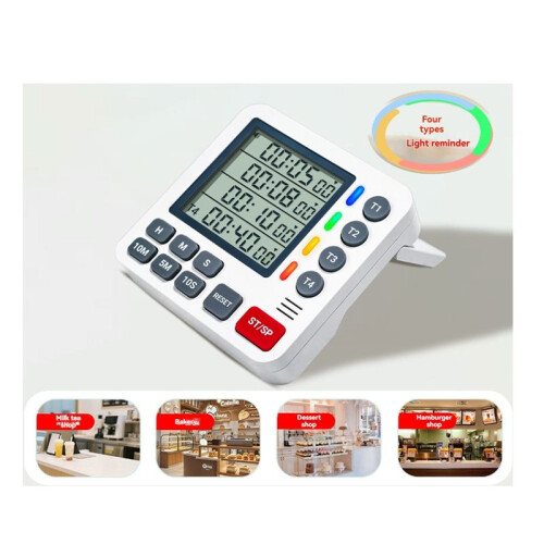 Magnetic 4-Channel 4-Group Timer LCD Display Timer Kitchen Cooking Experiment Milk Tea Learning Reminder 2