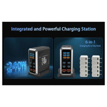 240W Fast USB C GaN Ⅲ Pro Charger Block with Dynamic Display 6 Port Charging Station PD3.1 PPS for Notebook EU-PLUG