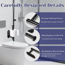 Toilet Paper Holder, Stainless Steel & No Drilling Toilet Paper Holder, Waterproof Self Adhesive Toilet Paper Black