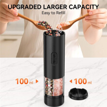 2in1 Electric Salt and Pepper Grinder Set, USB Rechargeable, Automatic Salt and Pepper Mill Shakers with LED Light