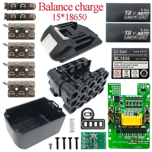 BL1890B Lithium Battery Case BMS PCB Balance Charging Protection Board Shell for  18V BL1860 9.0Ah LED Indicator 2