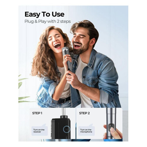 Wireless Microphone,Dual Handheld Dynamic Mic,40H Duration, 200ft Range Professional Microphone for Singing, Karaoke