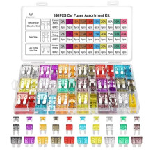 1Set 180Pcs Car Fuses Assorted Kit,60 Blade Car Fuse +60 Standard Fuse Automotive +60 Micro-Type Fuse + Fuse Puller