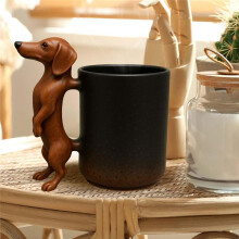 Handmade 11OZ Dachshund Coffee Mug - Cute Wiener Dog Themed Ceramic Cup for Dog Lovers - Gifts for Dachshund Owners