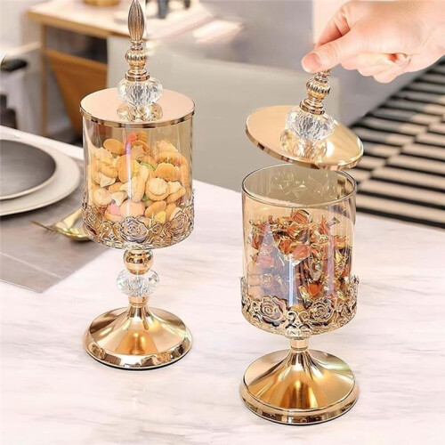 Intage Clear Storage Jar with Lid, Elegant Nuts Candy Containers Storage Box, Snack Container, Decorative Jar 2